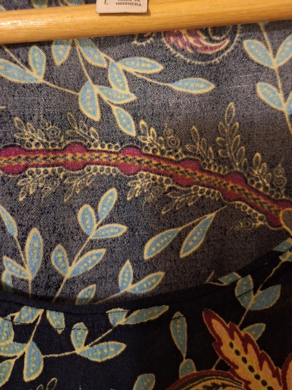 LOFT Navy Floral Paisley Top with Light Blue Leaves - Picture 4 of 6